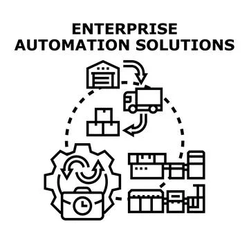 Enterprise automation solutions concept automating business processes Illustrazione stock