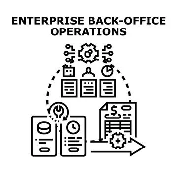 Enterprise back office operations process management illustration 스톡 일러스트