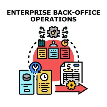 Enterprise back office operations process management illustration 스톡 일러스트