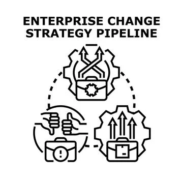 Enterprise change strategy pipeline process implementation Illustrazione stock