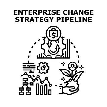Enterprise change strategy pipeline process development icon Stock Illustration
