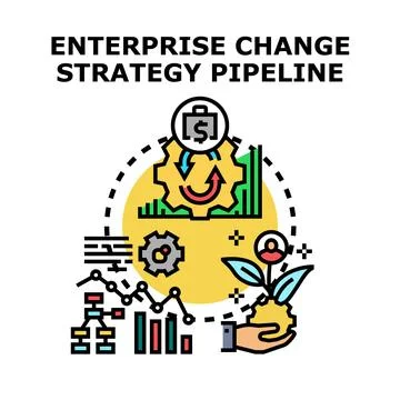 Enterprise change strategy pipeline process development icon Stock Illustration