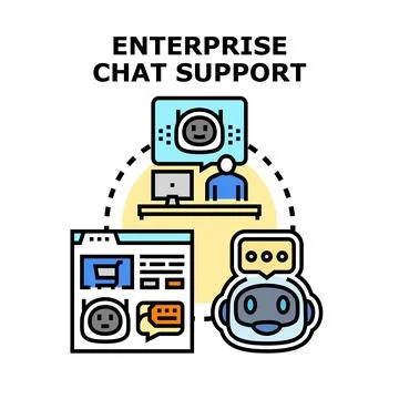 Enterprise chat support concept providing online assistance Stock Illustration