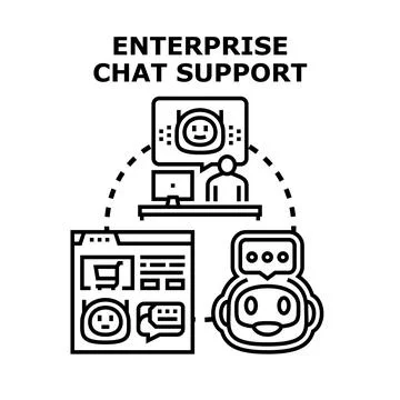 Enterprise chat support concept providing online assistance Stock Illustration