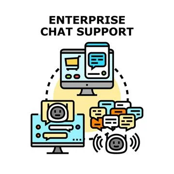 Enterprise chat support system offering automated customer service Stock Illustration