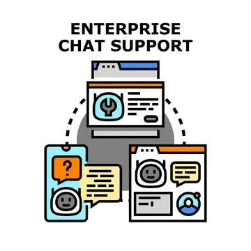 Enterprise chat support system providing online assistance Stock Illustration