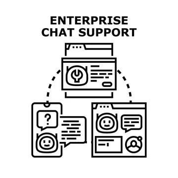 Enterprise chat support system providing online assistance Stock Illustration