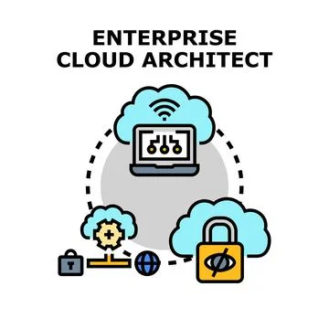 Enterprise cloud architect designing secure network infrastructure 스톡 일러스트