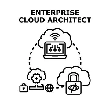 Enterprise cloud architect designing secure network infrastructure Stock Illustration
