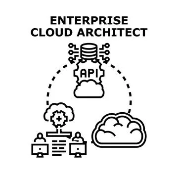 Enterprise cloud architect working with it infrastructure 스톡 일러스트