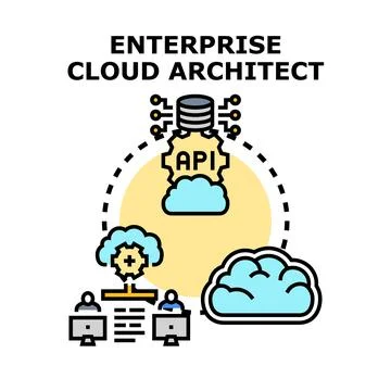 Enterprise cloud architect working with it infrastructure Stock Illustration