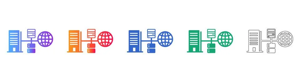 Enterprise Cloud Server Network Icons Stock Illustration