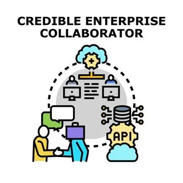Enterprise collaborator system integration partnership connecting team Stock Illustration