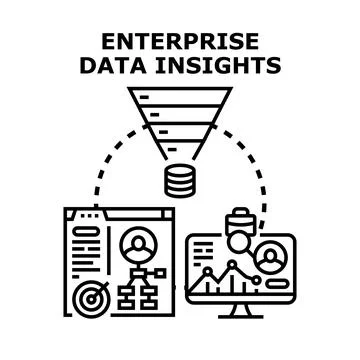 Enterprise converting data into business insights analyzing information Illustrazione stock