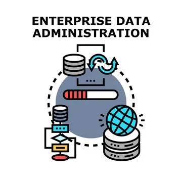 Enterprise data administration managing global digital information Stock Illustration