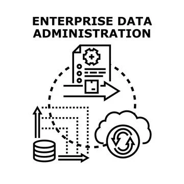 Enterprise data administration process managing information flow Stock Illustration