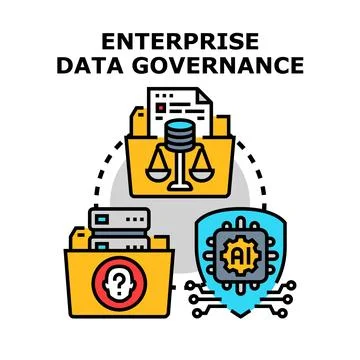 Enterprise data governance ensuring compliance and security Stock Illustration