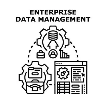 Enterprise data management concept illustrating business analysis Stock Illustration