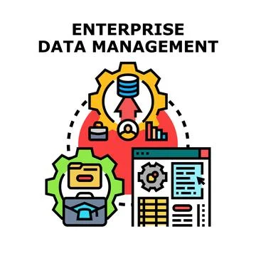 Enterprise data management concept illustrating business analysis Stock Illustration