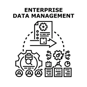Enterprise data management process delivering valuable insights 스톡 일러스트