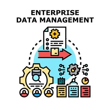 Enterprise data management process delivering valuable insights Stock Illustration