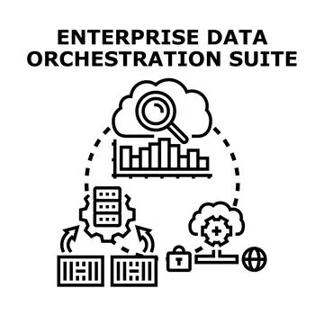 Enterprise data orchestration suite managing information processes Stock Illustration