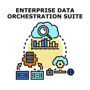 Enterprise data orchestration suite managing information processes Stock Illustration