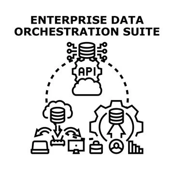 Enterprise data orchestration suite optimizing data flow 库存插图
