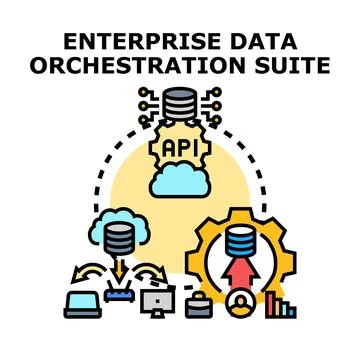 Enterprise data orchestration suite optimizing data flow Illustrazione stock