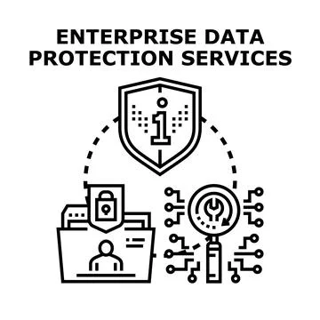 Enterprise data protection services for business information security Stock Illustration