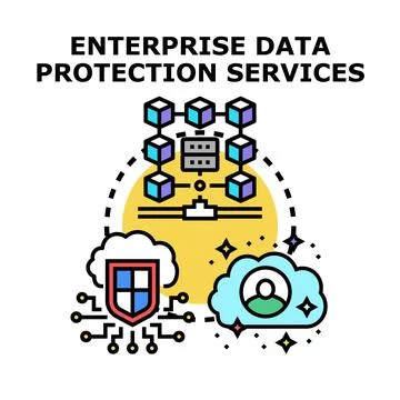 Enterprise data protection services securing digital information systems Stock Illustration
