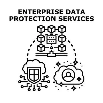 Enterprise data protection services securing digital information systems Stock Illustration