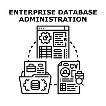 Enterprise database administration concept with data management Illustrazione stock