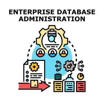Enterprise database administration controlling information technology system Stock Illustration