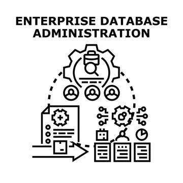 Enterprise database administration controlling information technology system Stock Illustration