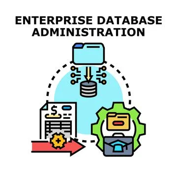 Enterprise database administration managing financial data flow Illustrazione stock