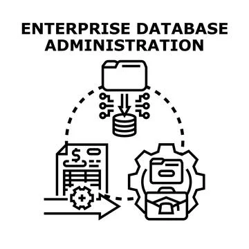 Enterprise database administration managing financial data flow Illustrazione stock
