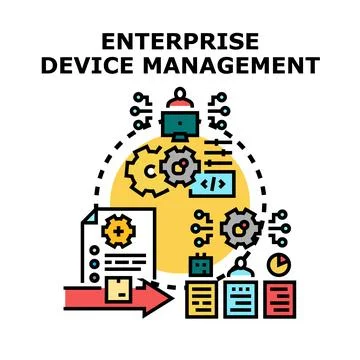 Enterprise device management concept managing company technology infrastructu Stock Illustration