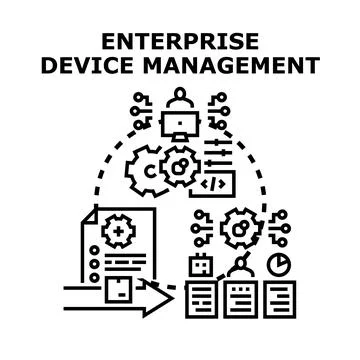 Enterprise device management concept managing company technology infrastructu Stock Illustration