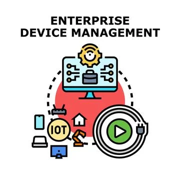 Enterprise device management managing network technology solutions Stock Illustration