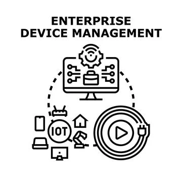 Enterprise device management managing network technology solutions Stock Illustration