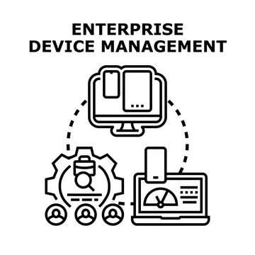 Enterprise device management system managing multiple digital devices Illustrazione stock
