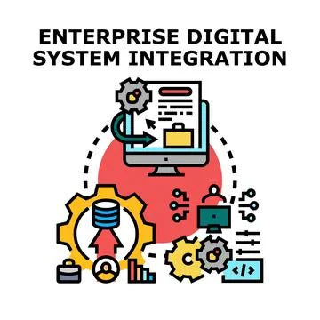 Enterprise digital system integration and business optimization Stock Illustration