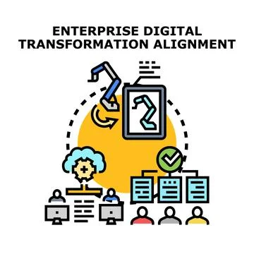 Enterprise digital transformation alignment automating business process Stock Illustration