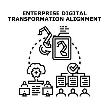 Enterprise digital transformation alignment automating business process Stock Illustration
