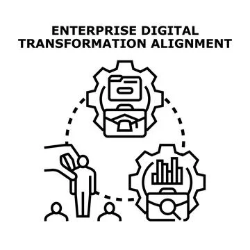 Enterprise digital transformation alignment process diagram Stock Illustration