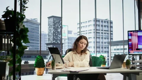 Enterprise director authorizing all work contracts and documents Video stock 283871471