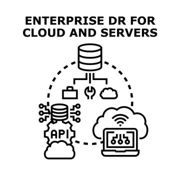 Enterprise disaster recovery planning for cloud and servers Stock Illustration