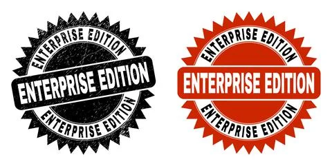 ENTERPRISE EDITION Black Rosette Stamp Seal with Unclean Surface Stock Illustration
