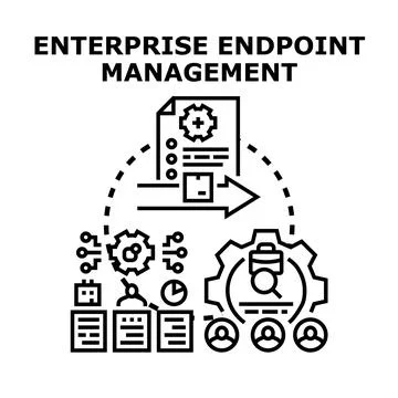 Enterprise endpoint management managing network security devices Stock Illustration